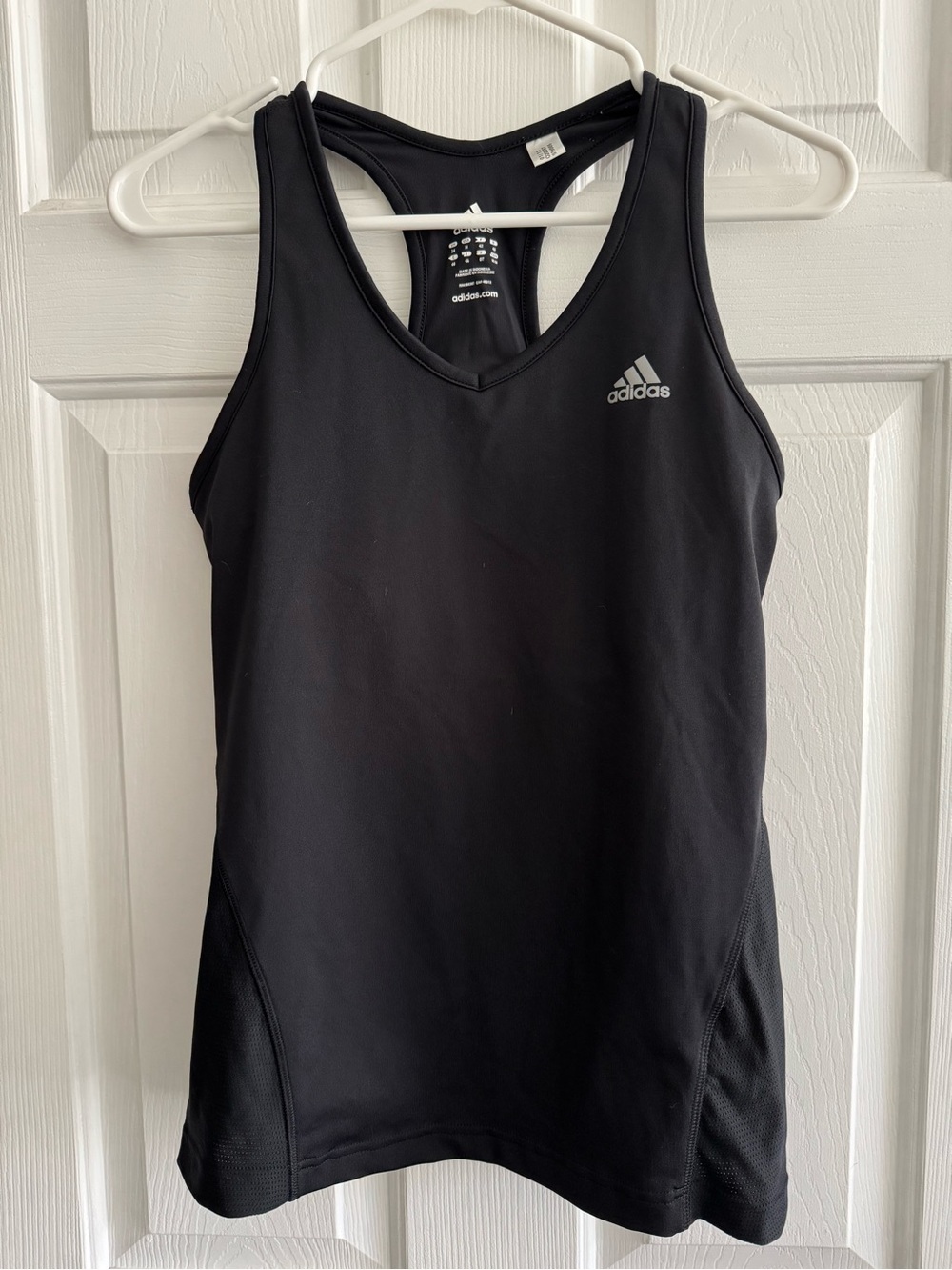 adidas Black Racerback Tank with White Stripes - Picture 4 of 5